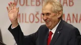 Vítěz druhého kola prezidentských voleb Miloš Zeman po oznámení výsledků v TOP Hotelu Praha