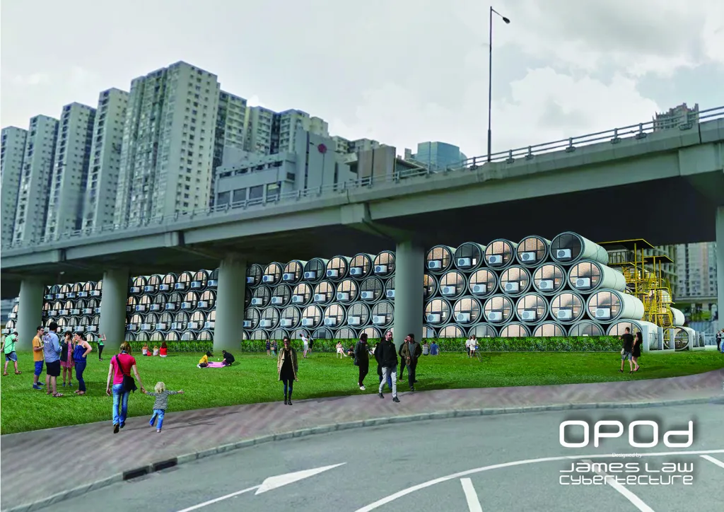 „Myšlenka projektu mě napadla na stavbě,“ říká autor a ředitel studia James Law. „Viděl jsem tam na sobě naskládané betonové díly vodovodního potrubí a překvapilo mě, jak jsou veliké.“ Rozhodl se vytvořit z nich startovací byty pro mladé.