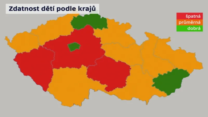 Zdatnost dětí podle krajů