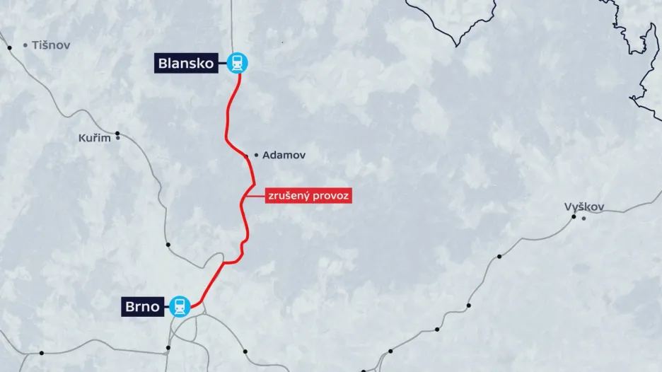 Výluka omezí dopravu mezi Brnem a Blanskem