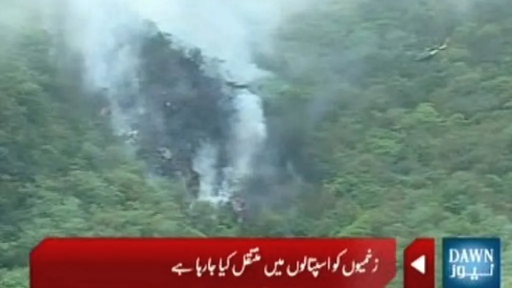 Místo zřícení pákistánského letadla