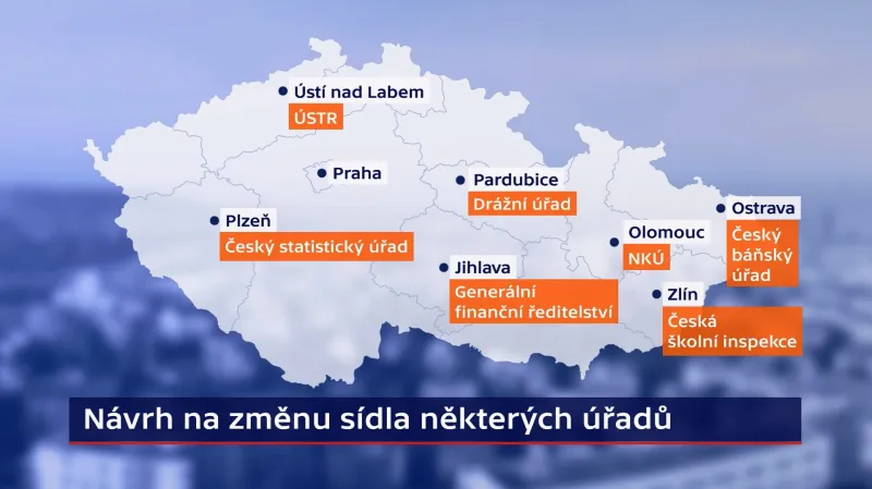 Návrh na změnu sídla některých úřadů