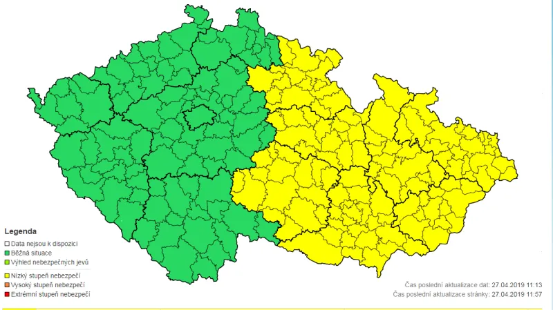 Výstraha ČHMÚ před vznikem požárů (27.4. 2019)