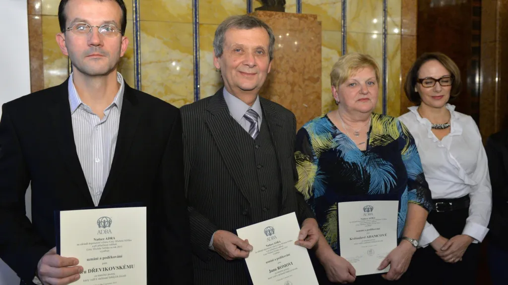 Finalisté Ceny Michala Velíška - zleva Petr Dřevikovský, Jan Rom a Květoslava Adamcová