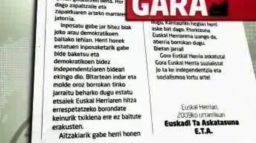 Prohlášení baskické organizace ETA