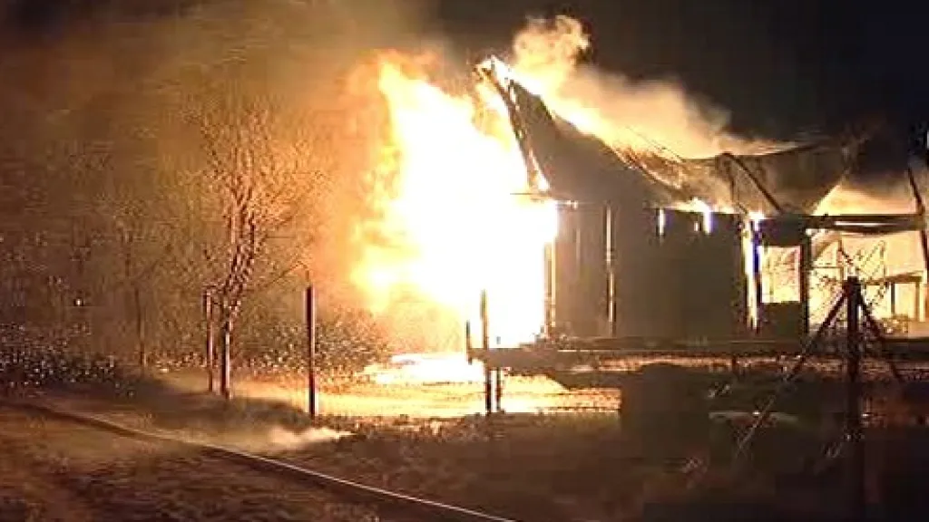 Požár ubytovny v Tečovicích