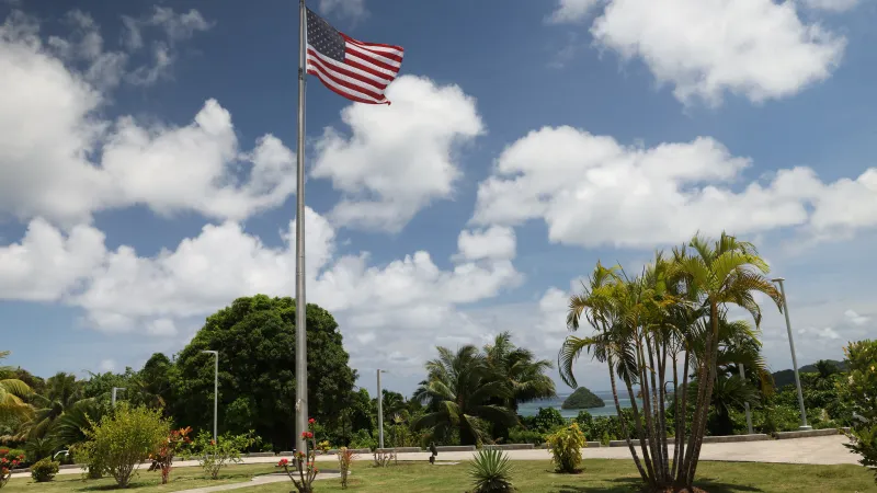 Americká vlajka na souostroví Palau