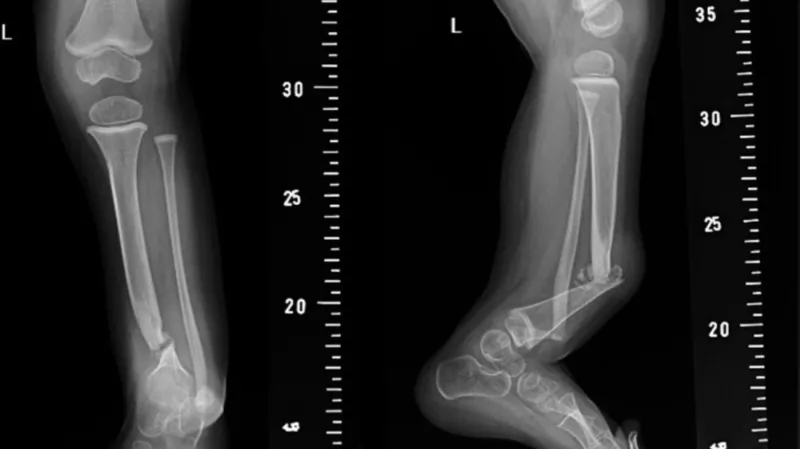 Rentgen nohy před operací a po ní