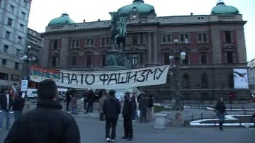 Protestní akce k výročí útoku na Jugoslávii