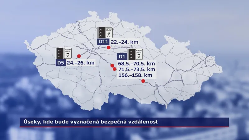 Úseky s vyznačenou vzdáleností