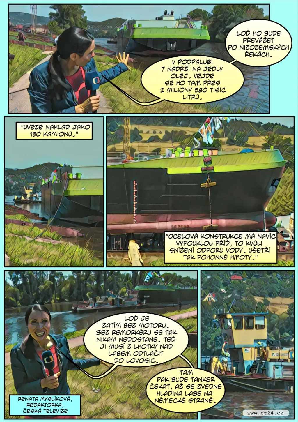 Komiks: U Lovosic spustili na vodu obří tanker