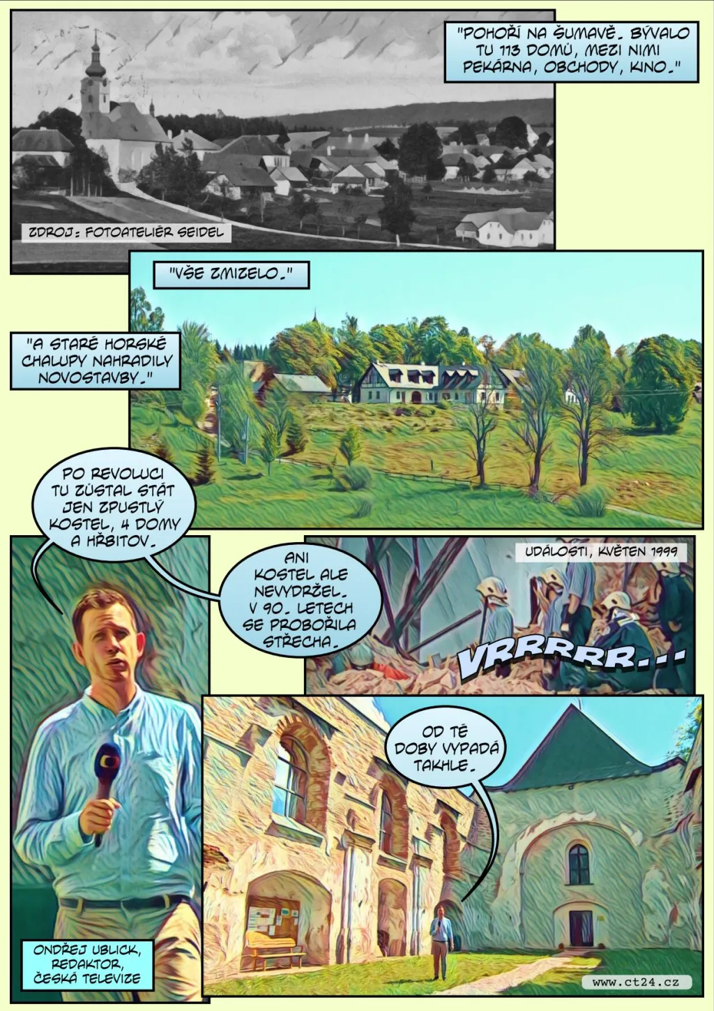 Komiks: Virtuální oživení zaniklých šumavských vesnic