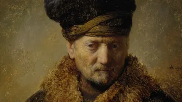 Rembrandt / Poprsí muže v kožešinové čepici, 1630