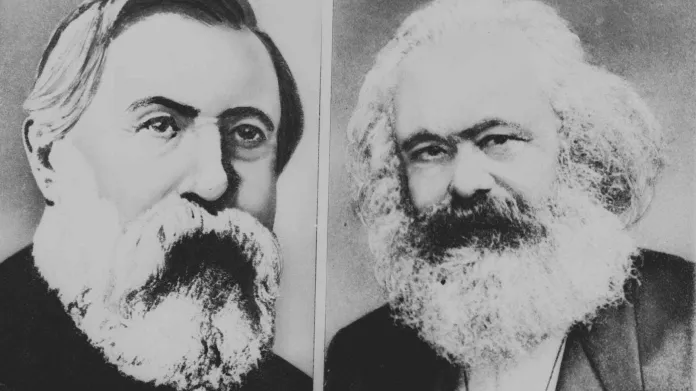 Friedrich Engels (vlevo) a Karel Marx