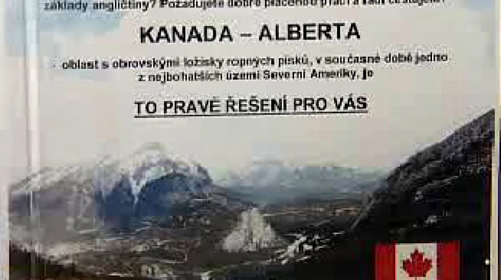 Leták lákající na práci do Kanady