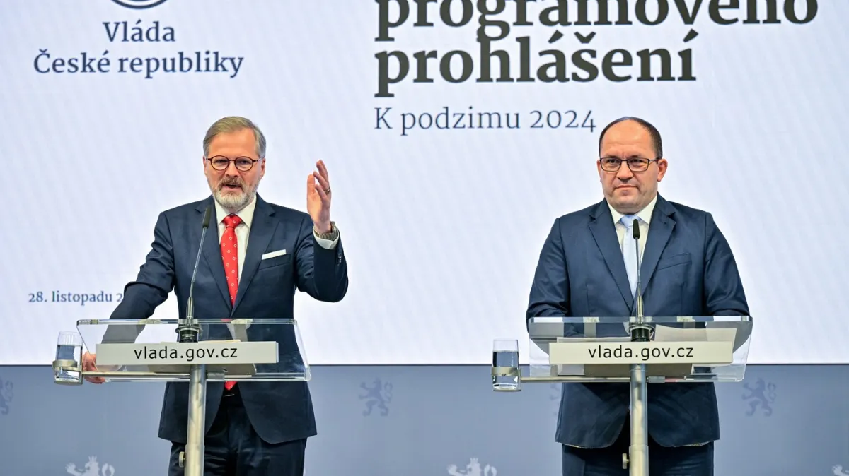 ▷ Plníme 93 procent cílů, řekl Fiala k programovému prohlášení — ČT24 — Česká televize