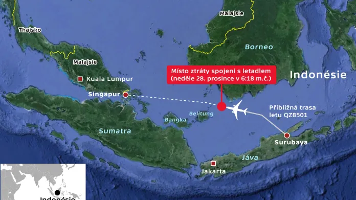Místo pádu letu QZ8501
