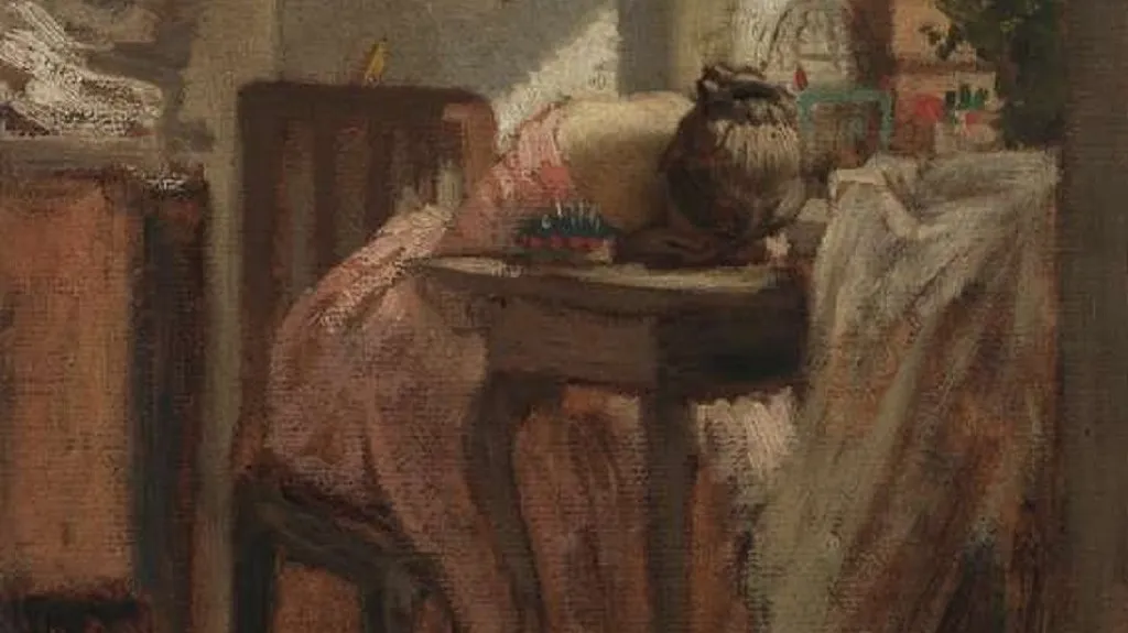 Josef Mánes: Švadlenka, 1858 (výřez)