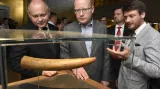 Michal Hašek, Bohuslav Sobotka a ředitel Regionálního muzea Mikulov Petr Kubín při otevření archeoparku v Pavlově