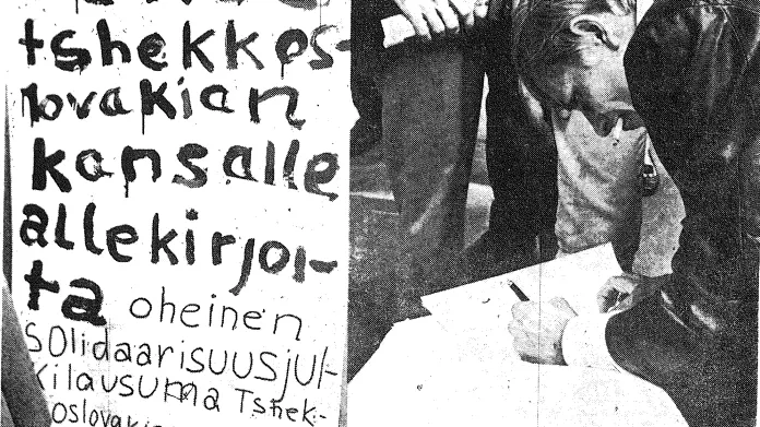 Kopie výstřižku z novin Helsingin Sanomat 22. srpna 1968
