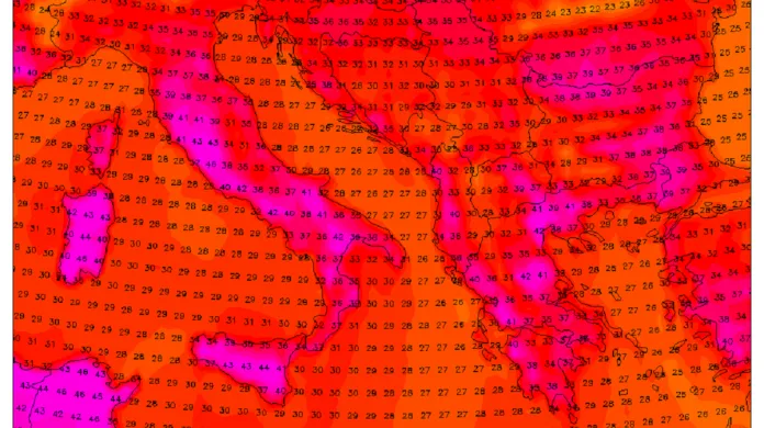 Úterní maxima v Itálii místy přesáhnou 40 °C, v nejteplejších lokalitách zřejmě i 45 °C