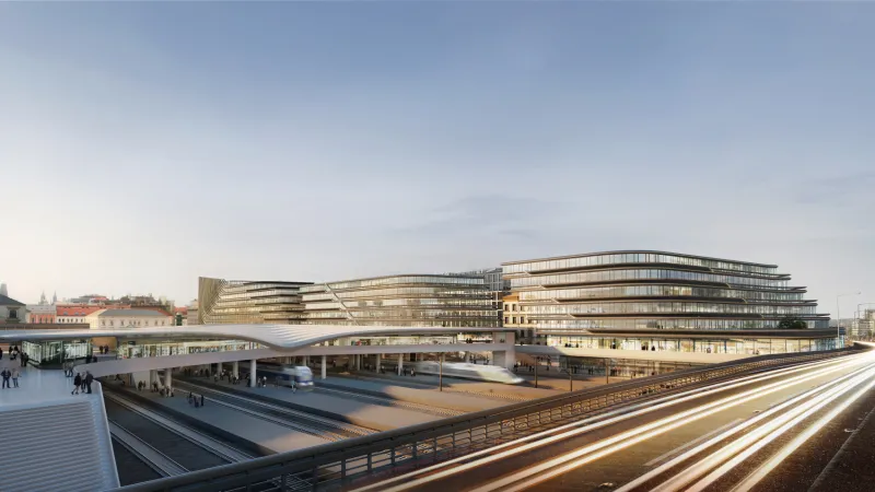 Vizualizace: Investorská společnost Penta plánuje v okolí Masarykova nádraží postavit osm budov: kromě administrativních prostor zde mají vzniknout také obchody a kavárny. U autobusového nádraží Florenc pak zvažuje postavit byty.