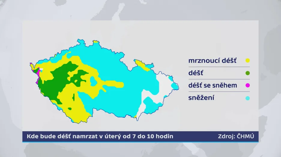 Kde bude déšť namrzat