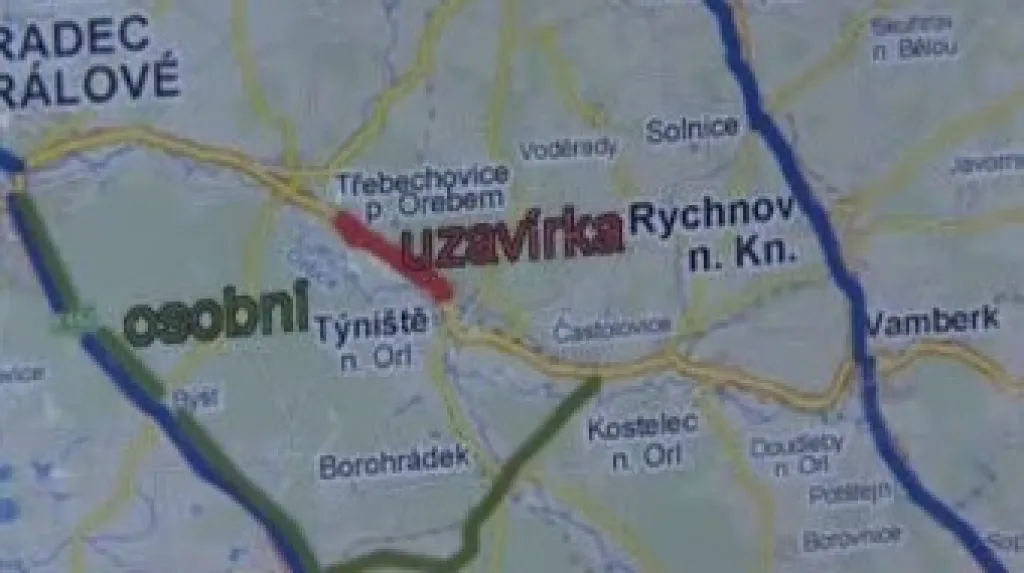 Uzavírka na Královéhradecku