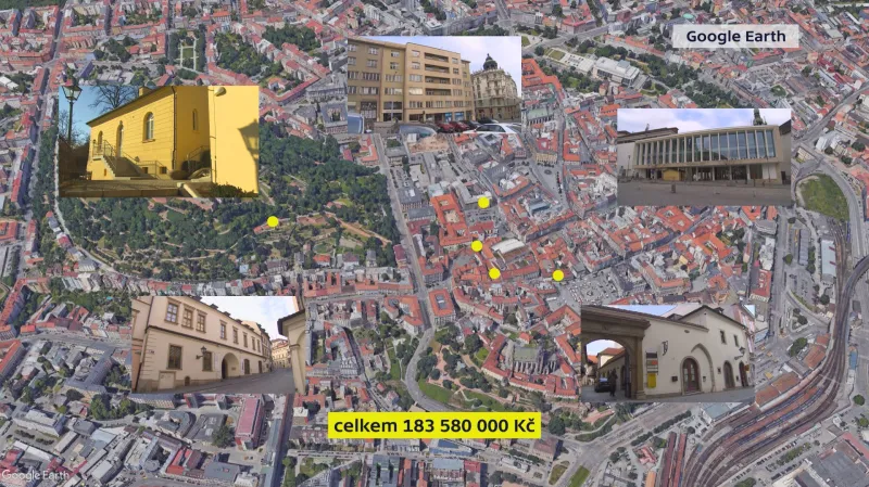 Historické domy v centru města vybrané ke směně