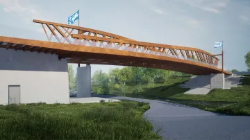 Vizualizace nového mostu přes řeku Ostravici v Ostravě