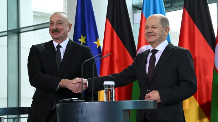 Ázerbájdžánský prezident Ilham Alijev na návštěvě Berlína v březnu 2023