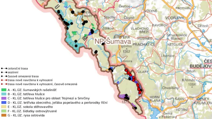 Plánovaná nová podoba klidových území na Šumavě