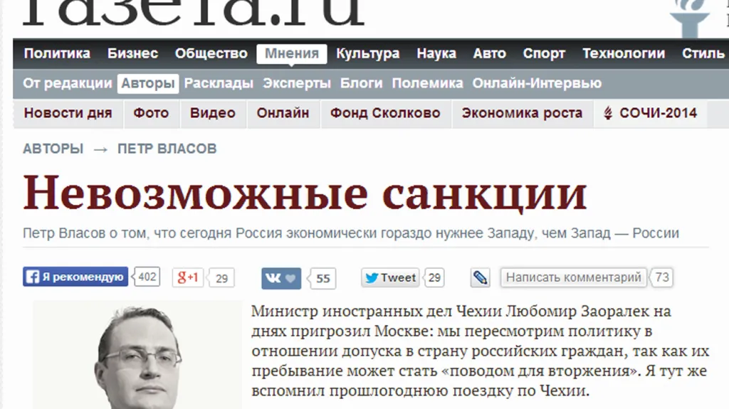 Gazeta.ru o nemožnosti zavést proti Rusku sankce
