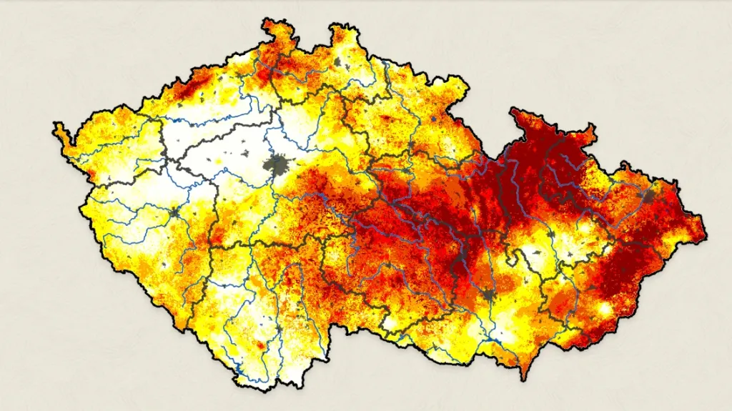 Odchylka sucha od obvyklého stavu v období 1961–2015