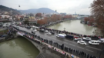 Lidský řetěz v Tbilisi