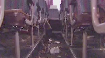 Zdemolovaný autobus