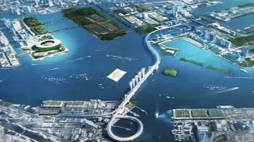 Plánovaná podoba areálu olympiády v Japonsku