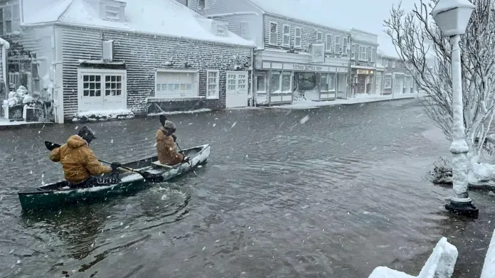 Záplavy v Nantucketu ve státě Massachusetts
