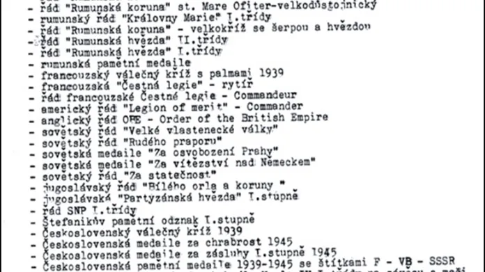 Seznam vojenských řádů a vyznamenání generála Heliodora Píky