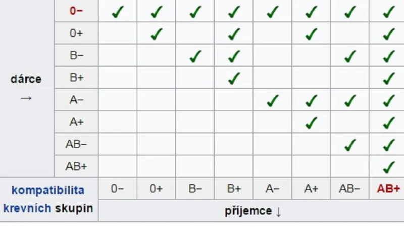 Kdo komu může darovat krev?