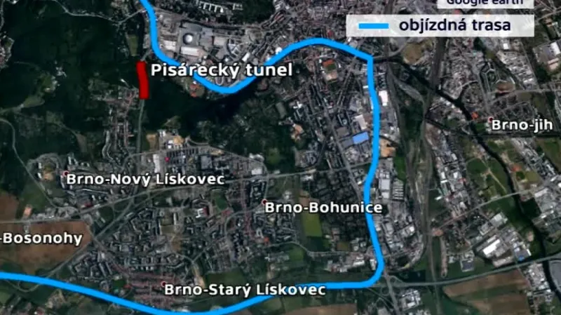 Uzavírka Pisáreckého tunelu