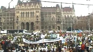 Demonstrace maďarských odborářů