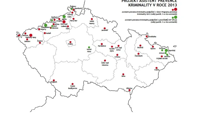 Mapa asistentů prevence kriminality