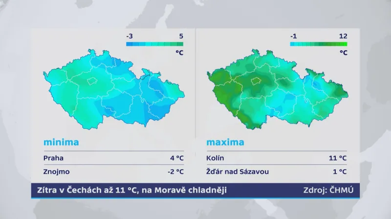 Teplotní rozdíly na území republiky