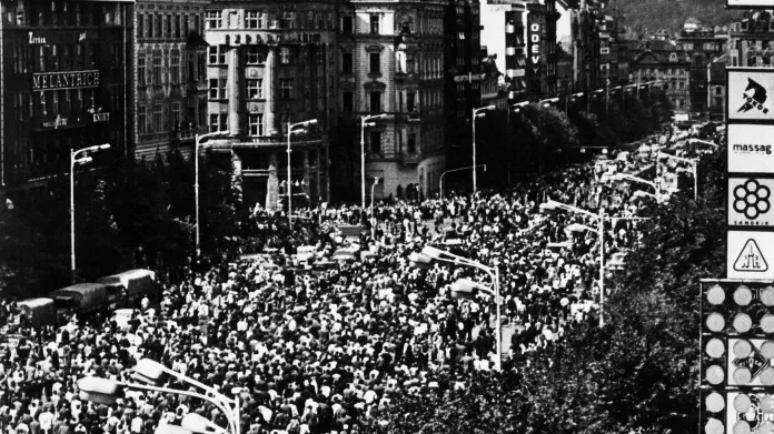 Demonstrace na Václavském náměstí 21. srpna 1969