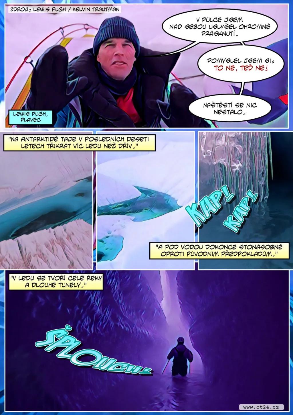 Britský otužilec si zaplaval v ledových vodách Antarktidy