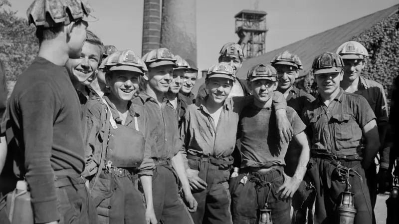 Horničtí učni  v roce 1961 (Důl Julius Fučík v Petřvaldu)