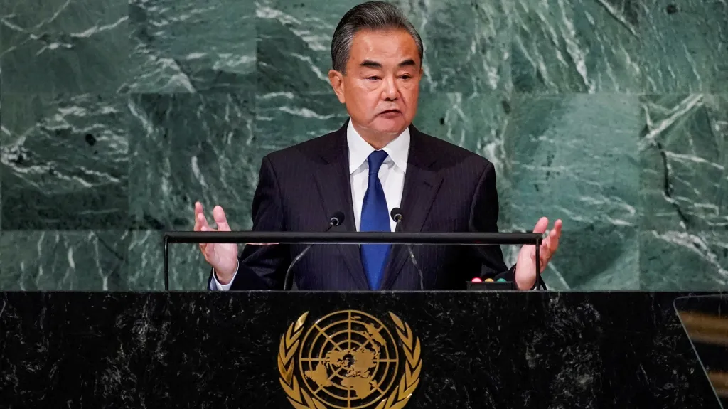 Čínský ministr zahraničí Wang I při projevu v OSN