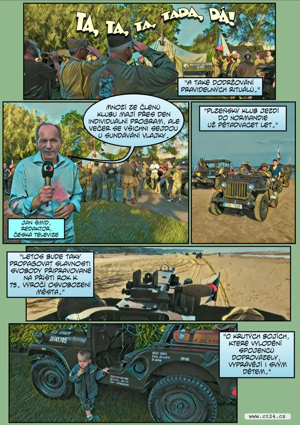 Komiks: Češi na výročí vylodění v Normandii
