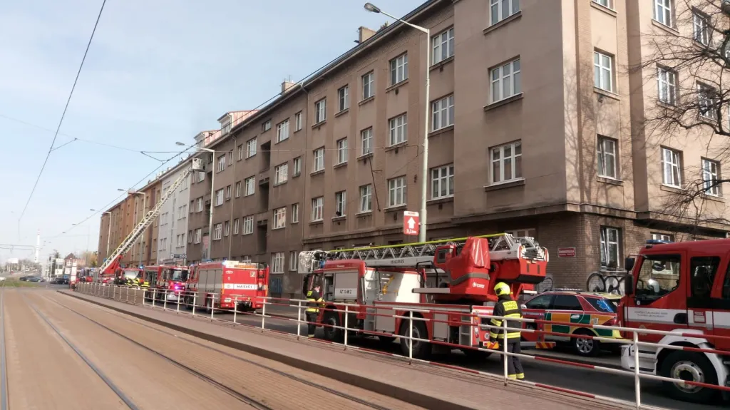 Místo zásahu hasičů v Praze